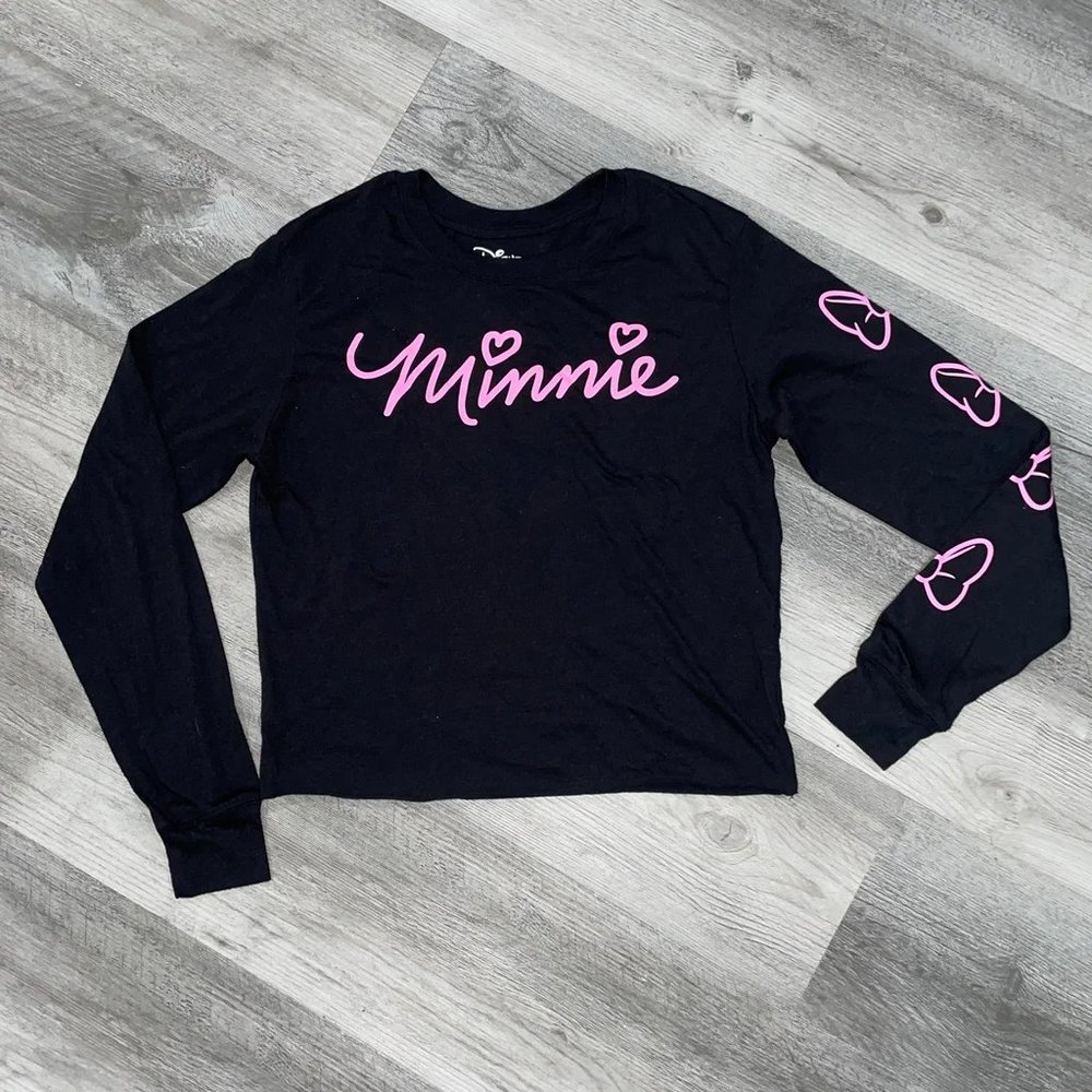 🎀 Disney Minnie Mouse Women's Black Longsleeve Shirt — Size Small